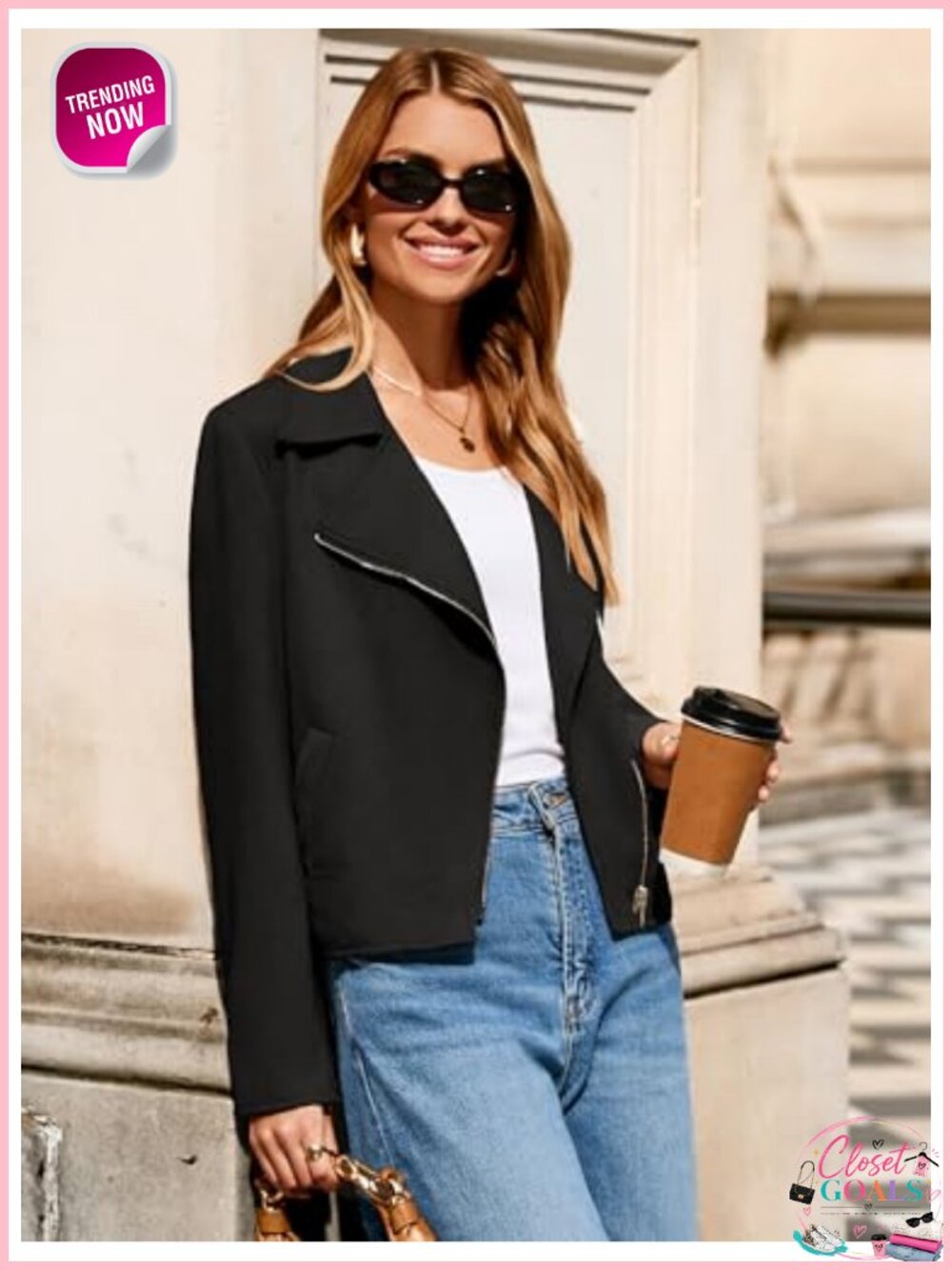 Faux Suede Cropped Moto Jacket Long Sleeve Zip Biker - Picture 4 of 6